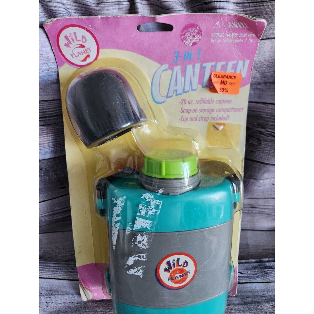 Vintage 1996 Wild Planet Canteen 3 in 1 Exploration Gear Retro Toy Grey Teal NEW
